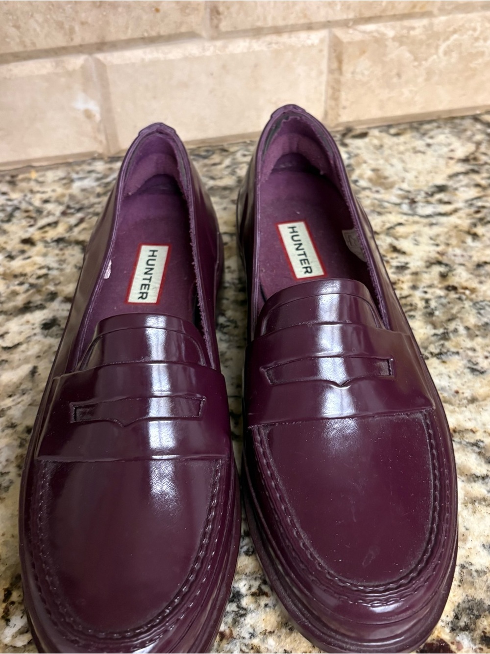 Hunter Men’s Plum Gloss Penny Loafers